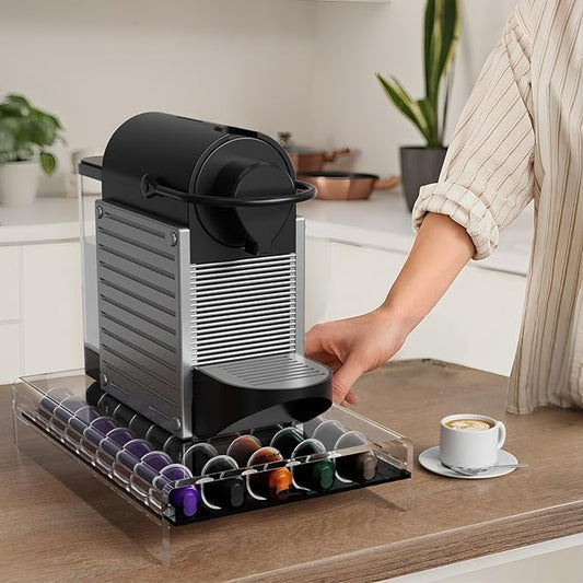 Storage Drawer for Nespresso Original Line, Coffee Pod Holder for Counter Acrylic Coffee Capsule Organizer - 40 Pods