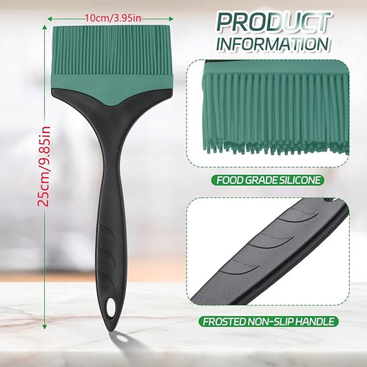 Large Silicone Basting Pastry Brush - 3.95inch Extra Wide Silicone Sauce Brush for Grilling,Heat Resistant Brushes Spread Oil Butter Sauce for Cooking Baking BBQ,Dishwasher Safe(Green 1)