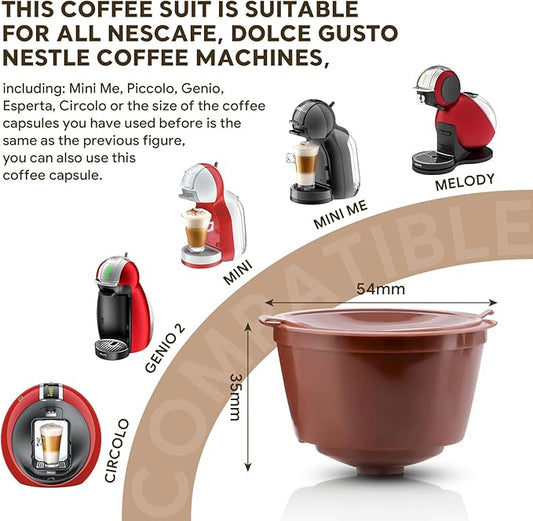 Dolc* Gu*to Refillable Capsules Reusable Coffee Pods Compatible for Nescafe Dolc* Gusto Brewers rich crema version(1Pcs Black+2 Pcs Brwon)
