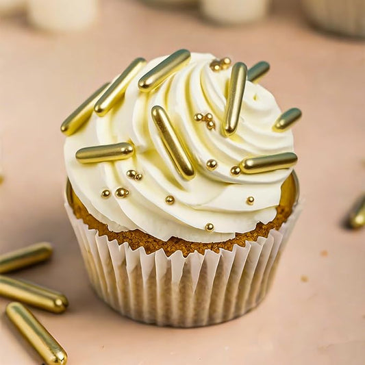 Twisweet Gold Pearl Rods Sprinkles, Edible Sugar Sprinkles for Cake Decorating Mix Size Candy Pearls for Baking Cake Topper Ice Cream Cupcake Cookie Dessert Decorations, Wedding Valentines Birthday Christmas Easter Mother's Day Supplies (130g/4.58oz)