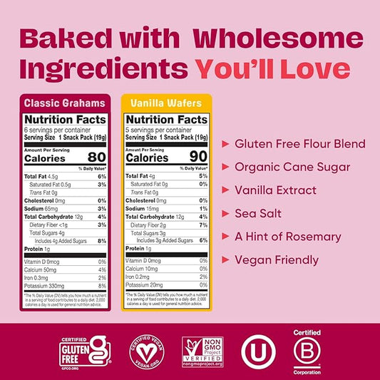 Gluten Free Partake Mini Classic Graham Crackers & Vanilla Wafer Cookies Variety Pack - Vegan - Free From the Top 9 Allergens Including Dairy, Wheat, Soy, Eggs, & Peanuts - Non GMO - Safe School & Office Snack (21 Packs, 0.67 oz)