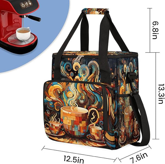 cfpolar Coffee Maker Storage Bag, Waterproof Travel Carrying Storage Tote Bag Organizer Case, Compatible with K-Mini or K-Mini Plus, And Suitable for Other Accessories, With Pockets for K-Cup Pods