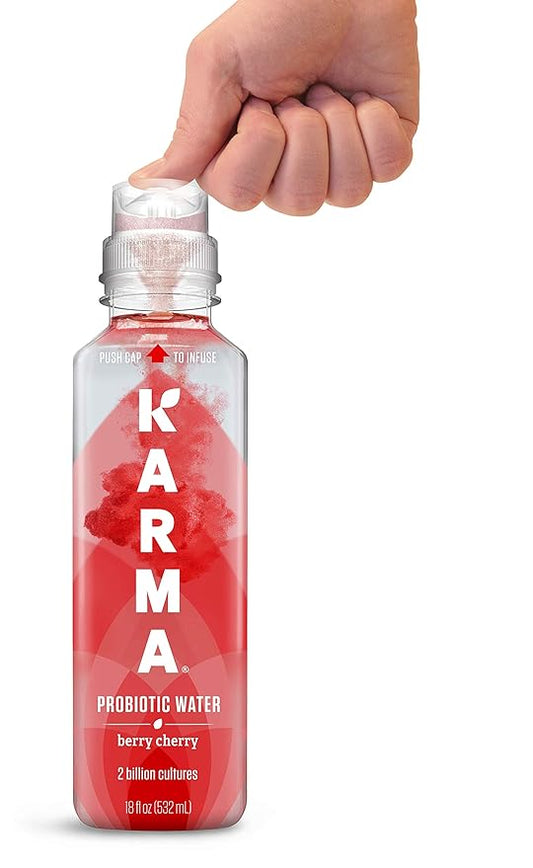 Karma Probiotic Water - 12 Pack, Berry Cherry Drink - Immune & Gut Health Support