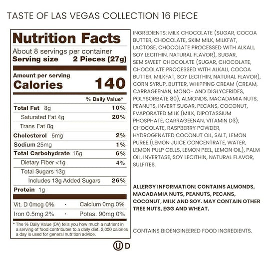 Ethel M Chocolates Premium Taste of Las Vegas Collection Chocolate Gift Box, Milk & Dark Chocolate Candy Assortment, 16 Pieces of Creamy, Smooth and Rich Chocolate Gems