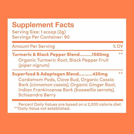 Further Food Best Turmeric Golden Milk Organic Turmeric Powder, Cinnamon, Ginger & Black Pepper Maximum Absorption Joint Health, Gut Health, Sugar-Free, Vegan, Keto (6.35 oz)