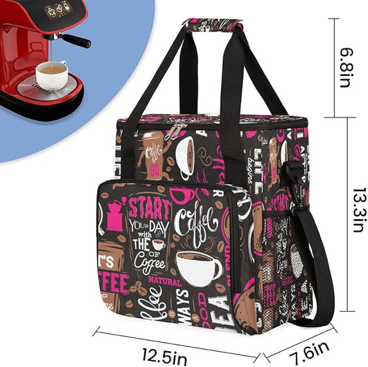 cfpolar Coffee Maker Storage Bag, Waterproof Travel Carrying Storage Tote Bag Organizer Case, Compatible with K-Mini or K-Mini Plus, And Suitable for Other Accessories, With Pockets for K-Cup Pods