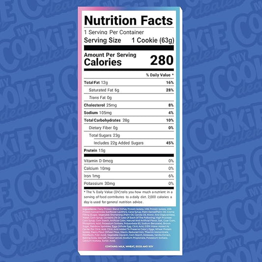 My Cookie Dealer Protein Cookies, Birthday Cake (2.2oz, Pack of 12) - 15g Protein per Cookie - Individually Wrapped Workout Snacks for On-The-Go Travel