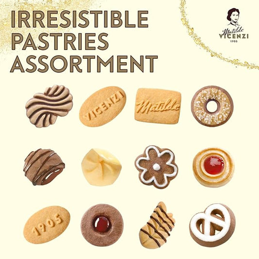 Matilde Vicenzi Minivoglie Butter Cookies Tin - Italian Pastry Assortment, Traditional Holiday Cookie Gift for Thanksgiving, Christmas, Hanukkah - 500 g