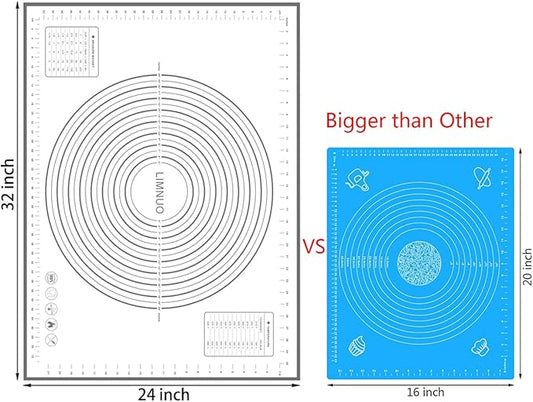 Silicone Baking Mat,Non Stick Rolling Dough with Measurements for Pie Pizza Cookies Fondant Making,Extra Thick Non Slip Silicone Pastry Mat