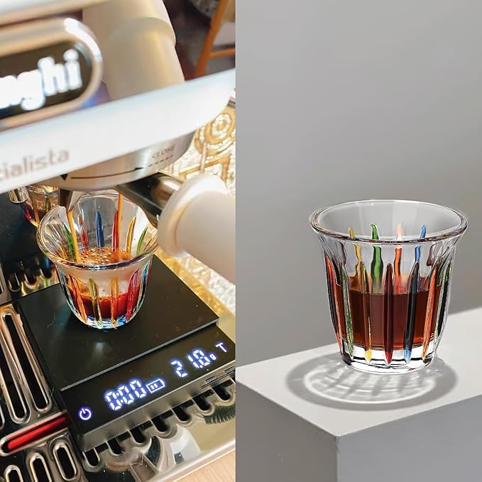 MHW-3BOMBER Shot Glasses Set of 6 Small Glass Cups 3OZ Colored Painted Latte Glasses for Espresso, Whiskey, Vodka, Spirits & Liquors G6191-OS