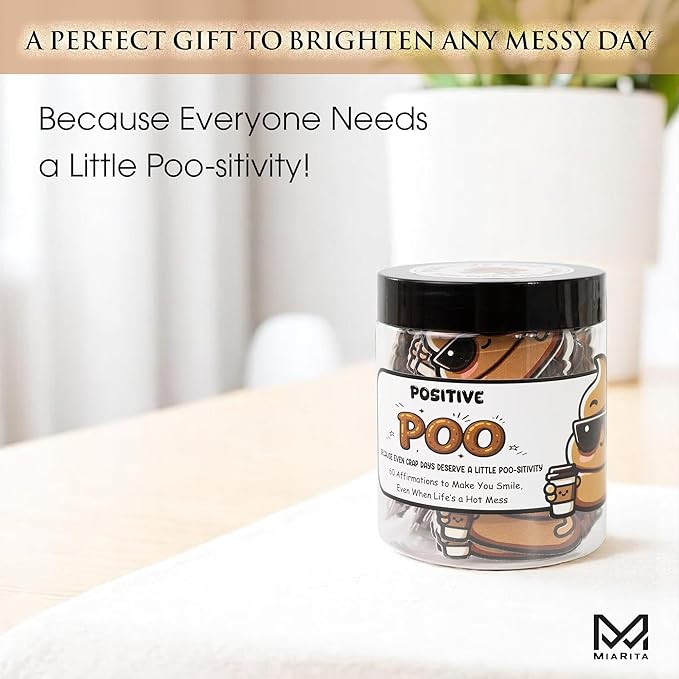 Positive Poo Jar β Funny Christmas Gag Gifts for Men, Teens, 60 Hilarious Affirmations, White Elephant Gift, Emotional Support Jar for Friends, Teens Boys,Teen Girl Trendy Stuff, Gifts for Coworkers