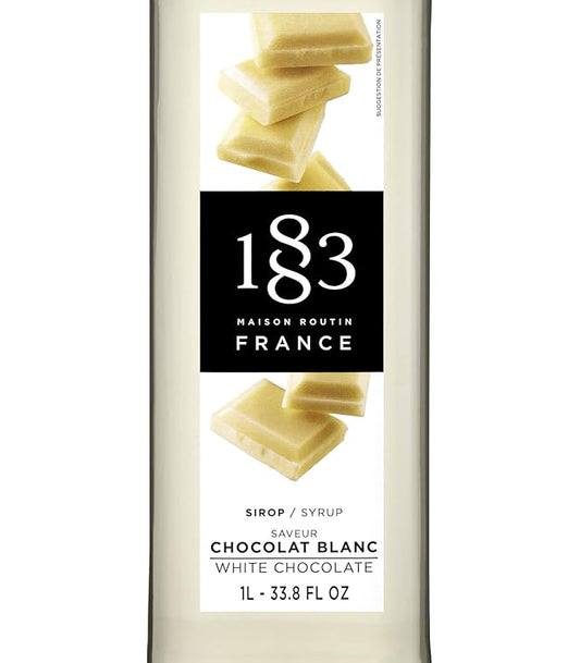 1883 White Chocolate Syrup for Drinks, Made in France, 1 Liter Glass Bottle