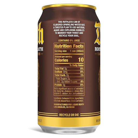 Liquid Death, Rootbeer Wrath, Soda-Flavored Sparkling Water, 12-Pack (12oz Cans), Low Sugar, Huge Flavor & No Artificial Sweeteners
