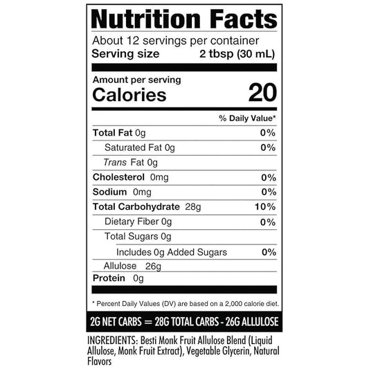 Wholesome Yum Zero Sugar Maple Syrup (Keto Maple Syrup) With Monk Fruit & Allulose - Natural Sugar Free Pancake Syrup - Non GMO, Low Carb, Gluten Free, Vegan, No Aftertaste (12 fl oz)