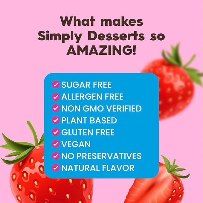 Simply Desserts Strawberry Instant Pudding, Sugar-Free, 6-Pack – Healthy Dessert, Keto Snacks, Vegan & Diabetic-Friendly, Kosher, 1.7 Oz Ea