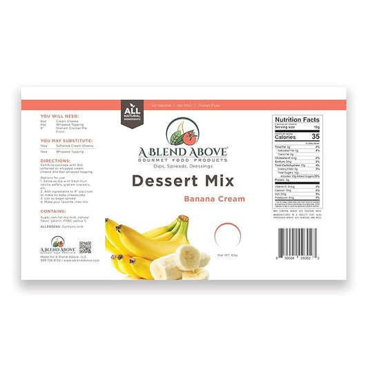 A Blend Above Banana Cream No-Bake Dessert Mix, 3 Pack, No-Bake Cheesecake, Fruit Dip, Dessert Mix, Bagel Topping, Frosting, Cheesecake Filling, Quick and Easy to Make, Makes 16 Ounces, Cream Cheese,