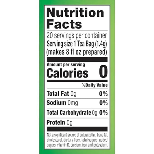 Lipton Peach Green Tea Bags, Flavored, Unsweetened Teabags for Hot Tea or Peach Iced Tea with Caffeine and Flavonoids, 20 Total Tea Bags