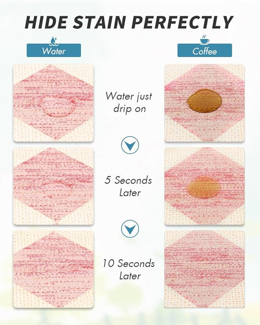 AMOAMI Coffee Mat Hide Stain Rubber Backed Absorbent Dish Drying Mat for Kitchen Counter - Fits Under Coffee Maker or Machine - PINK 12X19