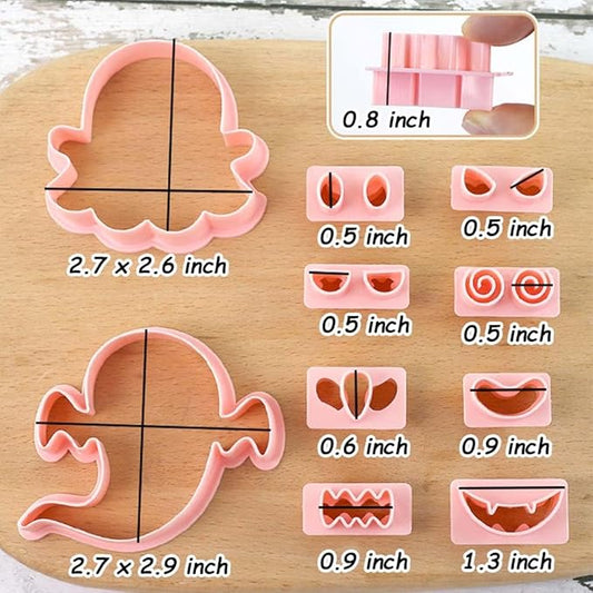Mini Ghost Cookie Cutters, DIY 3d Halloween Raised Design Cookie Stamps, Cookie Cutter Set suitable for Frosting Decoration, Mini Gingerbread Pie Molds, Day of The Dead Decorations (Ghost)