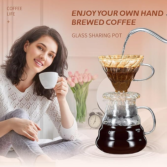 Glass Coffee Server for Drip Coffee Maker, Standard Glass Coffee Carafe, Coffee Pot with Lid, Clear, 03 800ml(27oz)