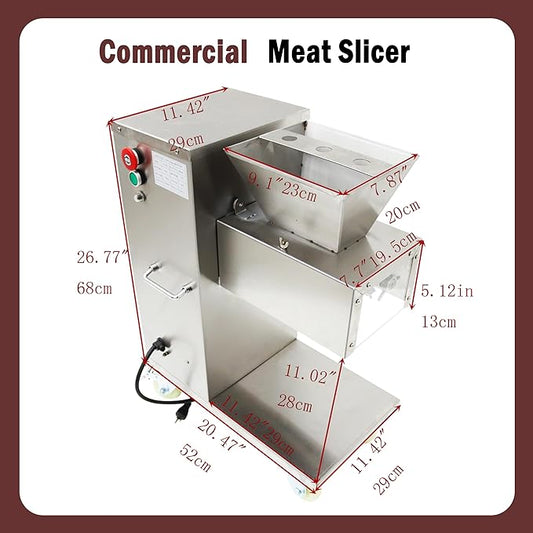 Commercial Meat Cutter Machine Meat Slicer Machine Electric TJ-130L Stainless Steel with 4.5mm Blade 110V 750W 400KG/H for Catering Businesses