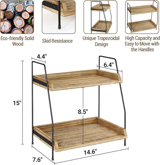Yusepure Coffee Bar Accessories and Organizer Countertop, Coffee Station Organizer Kitchen Counter Shelf Organizer,Coffee Condiment Storage,Cup Lid Holder Countertop Shelf for Bathroom (Brown)