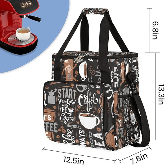 cfpolar Coffee Maker Storage Bag, Waterproof Travel Carrying Storage Tote Bag Organizer Case, Compatible with K-Mini or K-Mini Plus, And Suitable for Other Accessories, With Pockets for K-Cup Pods