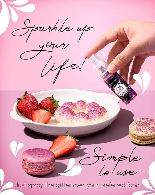 Sweet Spell Edible Cake Glitter Spray – Shimmering Magic for Cakes Decorating & Cocktails – 100% Edible, Food-Grade, Vegan, Gluten-Free (Purple)