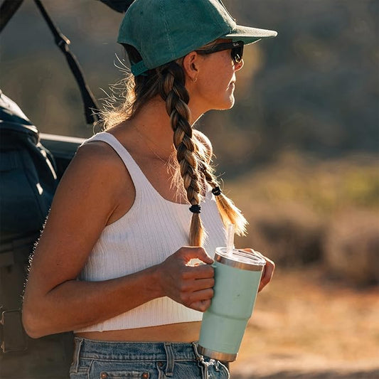 YETI Rambler 25 oz Tumbler with Handle and Straw Lid, Travel Mug Water Tumbler, Vacuum Insulated Cup with Handle, Stainless Steel, Cape Taupe
