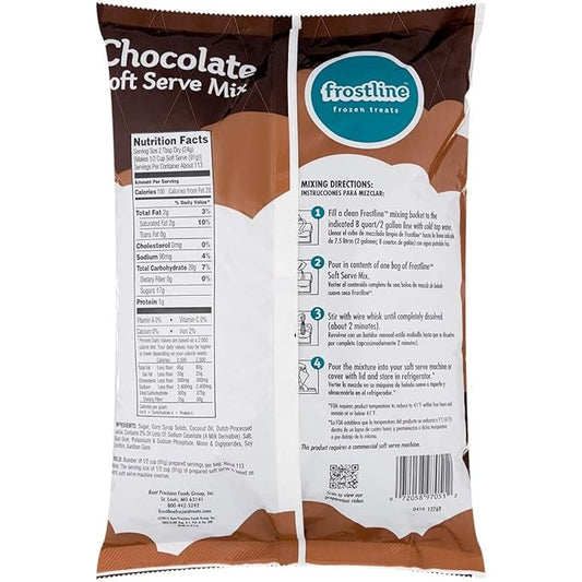 Frostline Chocolate Soft Serve Ice Cream Mix, Lactose & Gluten Free - Just Add Water, Dairy, or Dairy Free Alternative, Use with Blender, Countertop Ice Cream Maker, Soft Serve Machine - 6 lb Bag