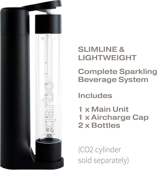 Twenty39 qarbo CLASSIC Sparkling Water Maker Machine - Soda Beverage Carbonator for Home, Seltzer & Carbonated Beverage Dispenser, Water Carbonation Fizz Maker (Matte Black)
