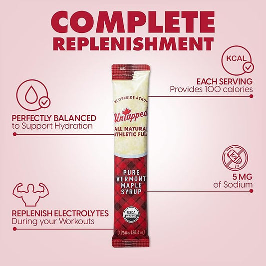 UnTapped Maple Syrup Packets Box of 20, Pack of 2 | Pure Maple Syrup Gel Packs for Runners | Single-Serve Running Energy Gels | Low Glycemic | Fuel to Keep You Running Longer
