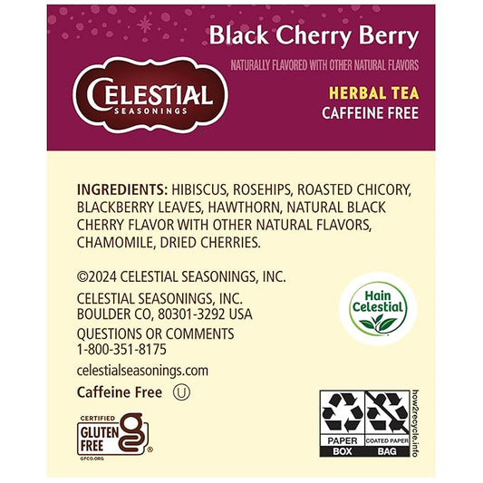 Celestial Seasonings Herbal Tea Bags, Black Cherry Berry, Flavored Tea Bags, 20 Count (Pack of 6)