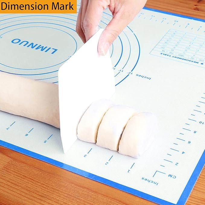Silicone Baking Mat,Non Stick Rolling Dough with Measurements for Pie Pizza Cookies Fondant Making,Extra Thick Non Slip Silicone Pastry Mat