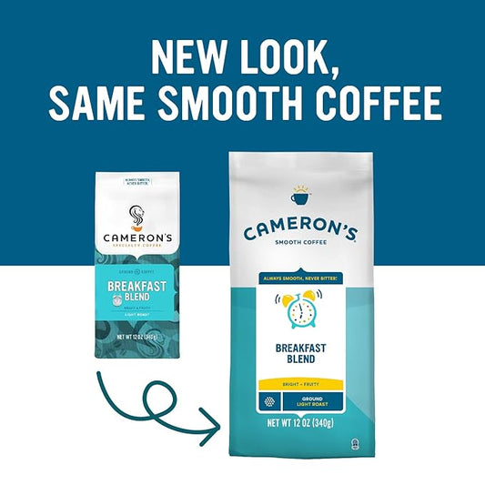 Cameron's Coffee Roasted Ground Coffee Bag, Breakfast Blend, 12 Ounce (Pack of 2)
