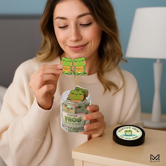 Positive Frog Jar โ Cute Thank You Gift, Appreciation Gifts with 60 Uplifting Messages, Funny Emotional Support Frog, Self Care & Christmas Gifts for Women, Teens, Teachers, and Friends