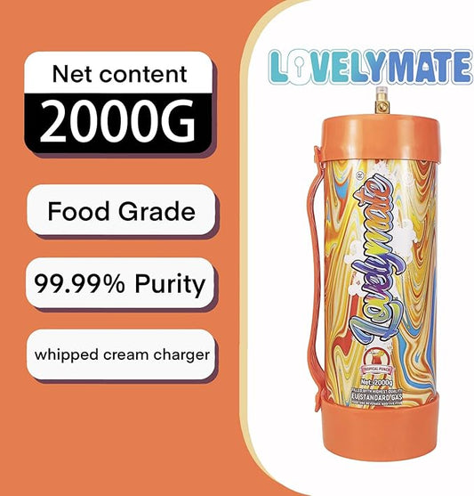 Whipped Cream Charger Tank 3.3L 2000G Whip Cream Charger Cylinder Food Grade Flavored (Tips Included) (6, Tropical Punch)