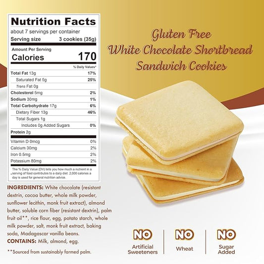 ChocZero Chocolate Cookies, White Chocolate Jolies, Gluten Free, No Added Sugar, 20 Crispy Chocolate Filled Keto Cookies Per Box, 8 Ounce (Pack of 1)