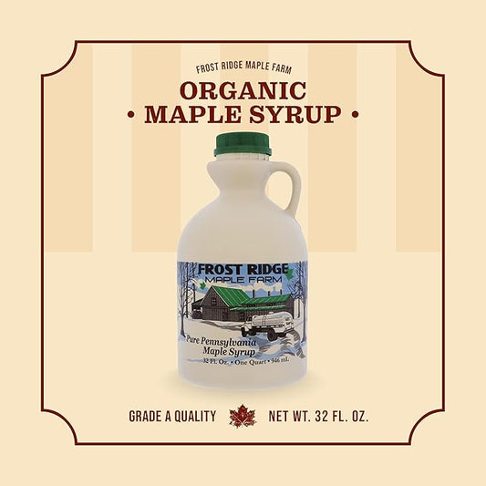 Frost Ridge Maple Farm, Organic Maple Syrup, Grade A, Quart (32 FL Oz), Dark Robust (formerly Grade B)