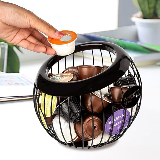 Stainless Steel Cup Coffee Basket pods holder Sturdy for Home or Office Kitchen Counter Organizer Espresso Capsule (BLACK)