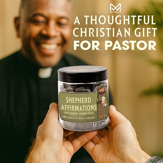 Shepherd Affirmations Jar β Christian Faith & Encouragement Jar with 60 Inspirational Messages, Religious Christmas Gifts for Women, Men, Pastor Appreciation or Spiritual Comfort Gifts, Christian Home Decor