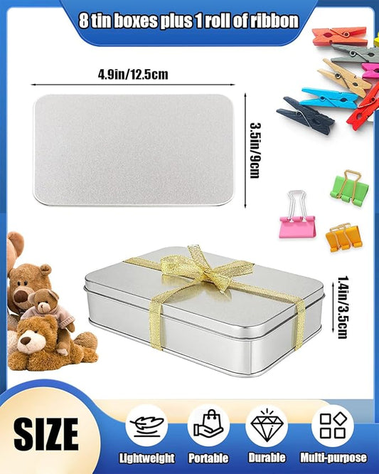 Metal Tins Box With Lid, 8 Pack Cookie Tins With Lids Tin Containers With Lids For Treats, Gifts, Favors, Candle And Crafts (4.92 x 3.54 x 1.37)