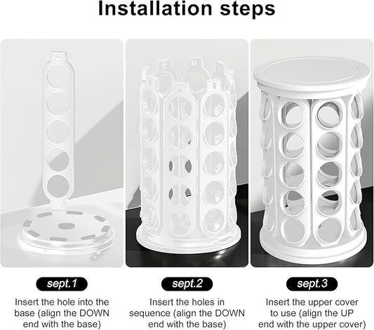 CEHNCEH Coffee Pod Carousel Organizer: Compatible with 40 Keurig K-Cup Pods, Large Compacity Coffee Capsule Holder, NEW Modern Design, Home or Office Kitchen Counter Organizer (White)