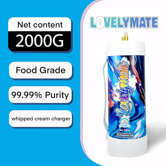 Whipped Cream Charger Tank 3.3L 2000G Whip Cream Charger Cylinder Food Grade Flavored (Tips Included) (8, Original)