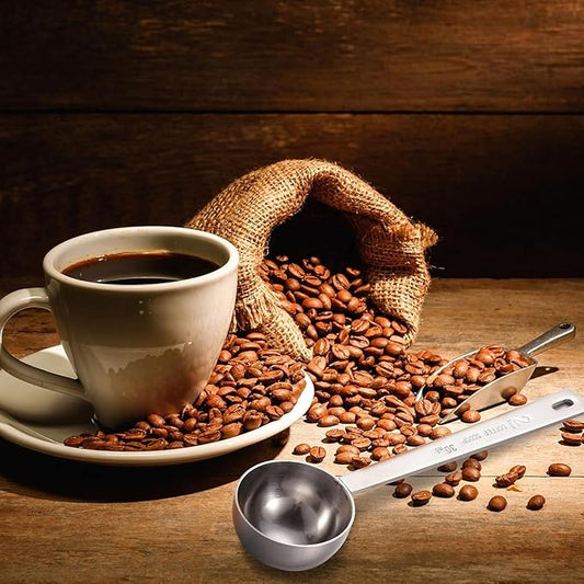 Geiserailie 8 Pieces 2 Tablespoon Scoops with Long Handle, 30 ml Stainless Steel Measuring Spoon for Coffee Milk Fruit Powder, Loose Tea Dry, Spice Jar, Cooking Baking, and Other Dry Goods