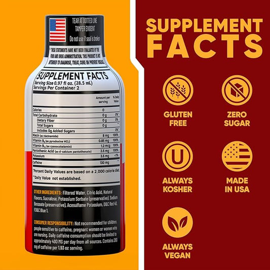 B12 Açaí Pomegranate Extra Strength Energy Shot 10 pk – 260mg Natural Caffeine B12 B6 – Energy & Vitality Support – 2 Servings Sugar Free Zero Calorie Green Tea B-Vitamins Electrolytes Vegan – 1.93 fl oz