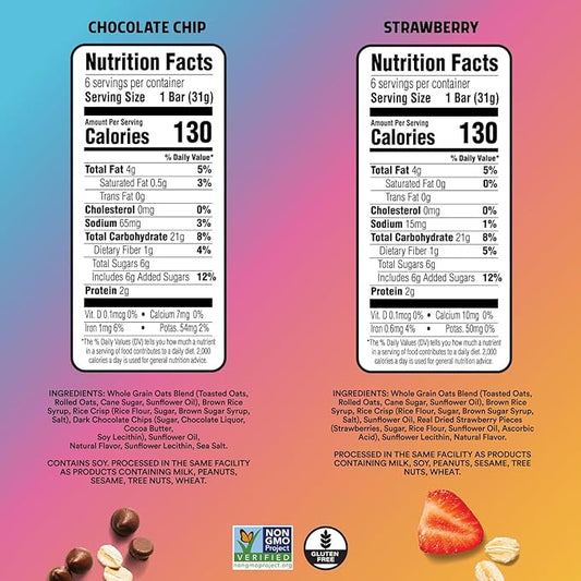 JUNKLESS Chewy Granola Bars Twin Pack – Chocolate Chip & Strawberry (12 Bars)–Less Sugar, Non-GMO, Gluten-Free, Wholesome Snack Bars for Kids & Adults, 2 Boxes