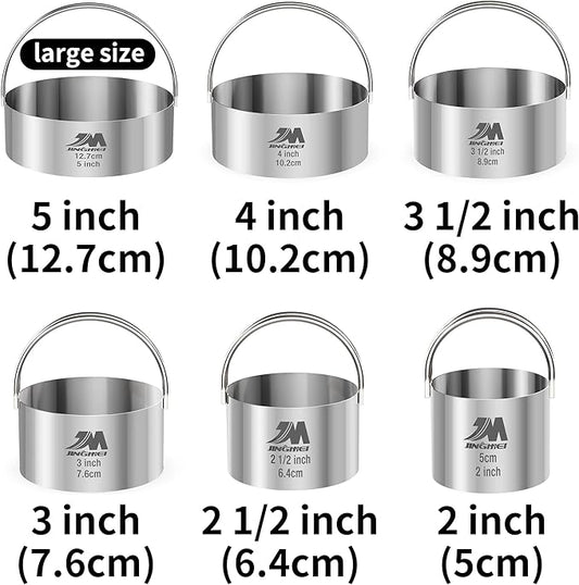Biscuit Cutter Set for baking 2inch 2.5inch 3inch 3.5inch 4inch 5inch large size Round Cookies Cutter with Handle Professional Baking Dough Tools 6pcs set