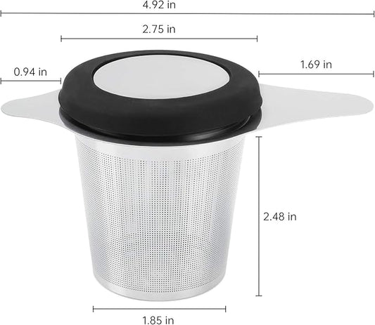 Two Pack Tea Infuser Basket Stainless Steel Tea Strainer Tea Filter With Small Strainer And Lid Tea Diffuser For Loose Tea Superior Brewing Experience (Two pack silver)
