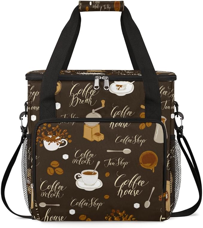 cfpolar Coffee Maker Storage Bag, Waterproof Travel Carrying Storage Tote Bag Organizer Case, Compatible with K-Mini or K-Mini Plus, And Suitable for Other Accessories, With Pockets for K-Cup Pods